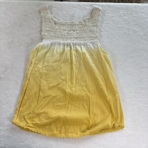 Lucky Brand Yello‎ Ombre 100% Cotton Crochet Boho Tank Top Size Small/Petite